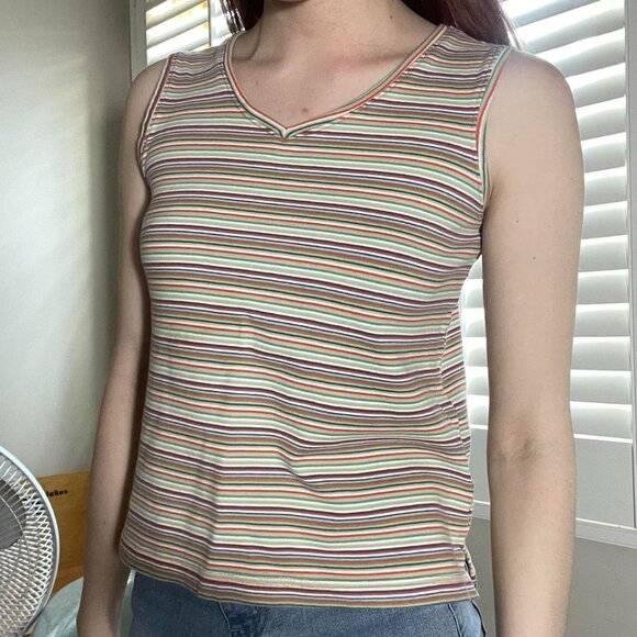 Y2K Striped Multi Colored Tank Top - Picture 2 of 5